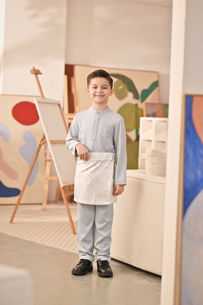 Baju Melayu Kids Couture Bespoke Fit - Pearl Blue