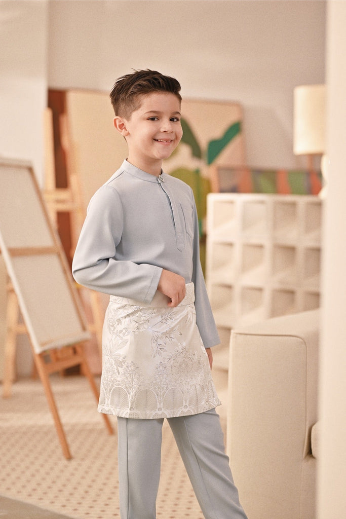 Baju Melayu Kids Couture Bespoke Fit - Pearl Blue