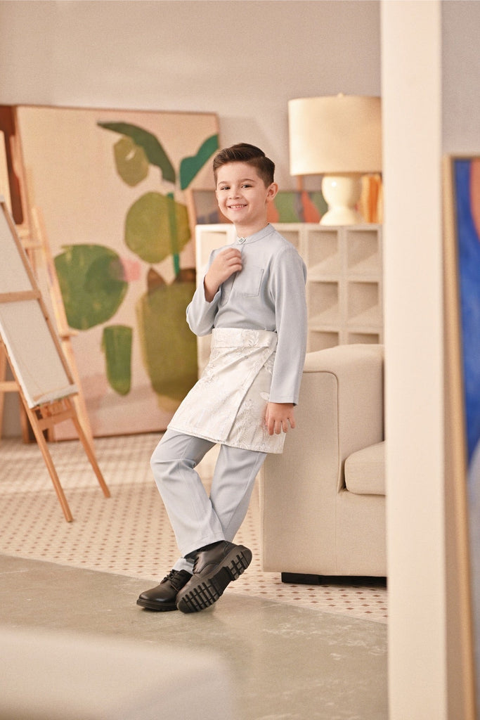 Baju Melayu Kids Couture Bespoke Fit - Pearl Blue