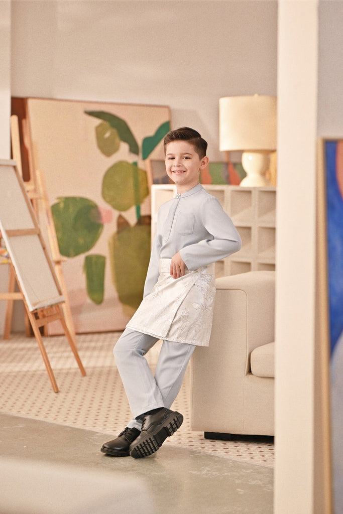 Baju Melayu Kids Couture Bespoke Fit - Pearl Blue