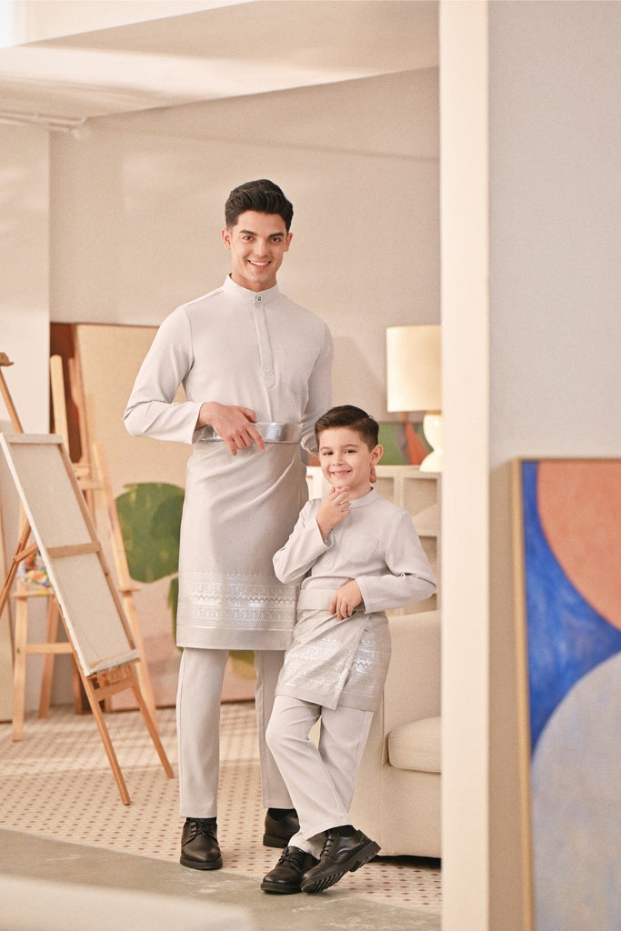 Baju Melayu Kids Couture Bespoke Fit - Light Grey