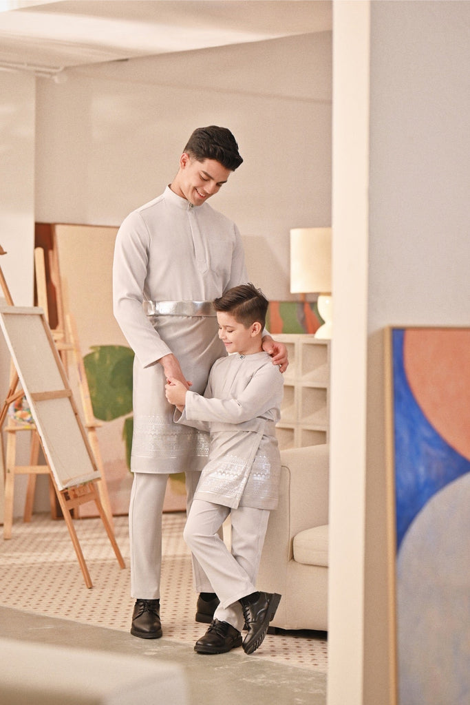 Baju Melayu Couture Slim Fit - Light Grey