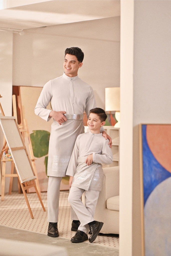 Baju Melayu Kids Couture Bespoke Fit - Light Grey