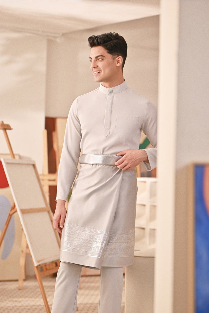Baju Melayu Couture Slim Fit - Light Grey