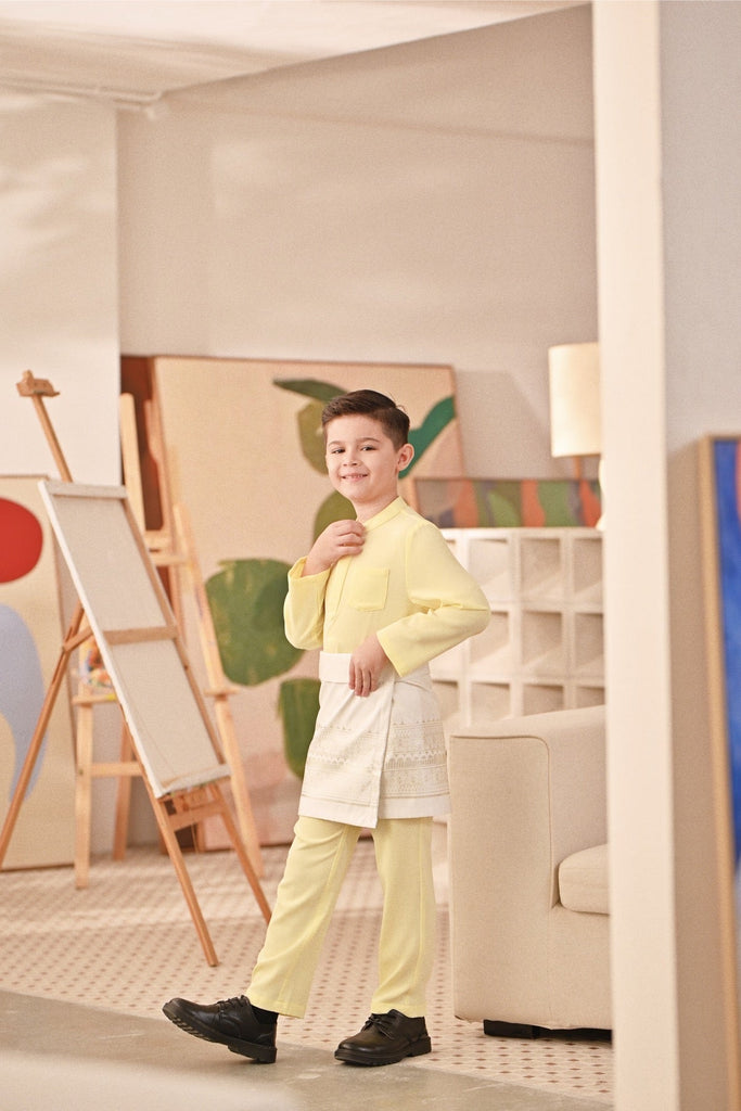 Baju Melayu Kids Couture Bespoke Fit - Tender Yellow