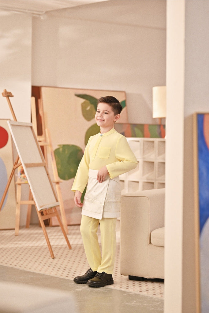 Baju Melayu Kids Couture Bespoke Fit - Tender Yellow