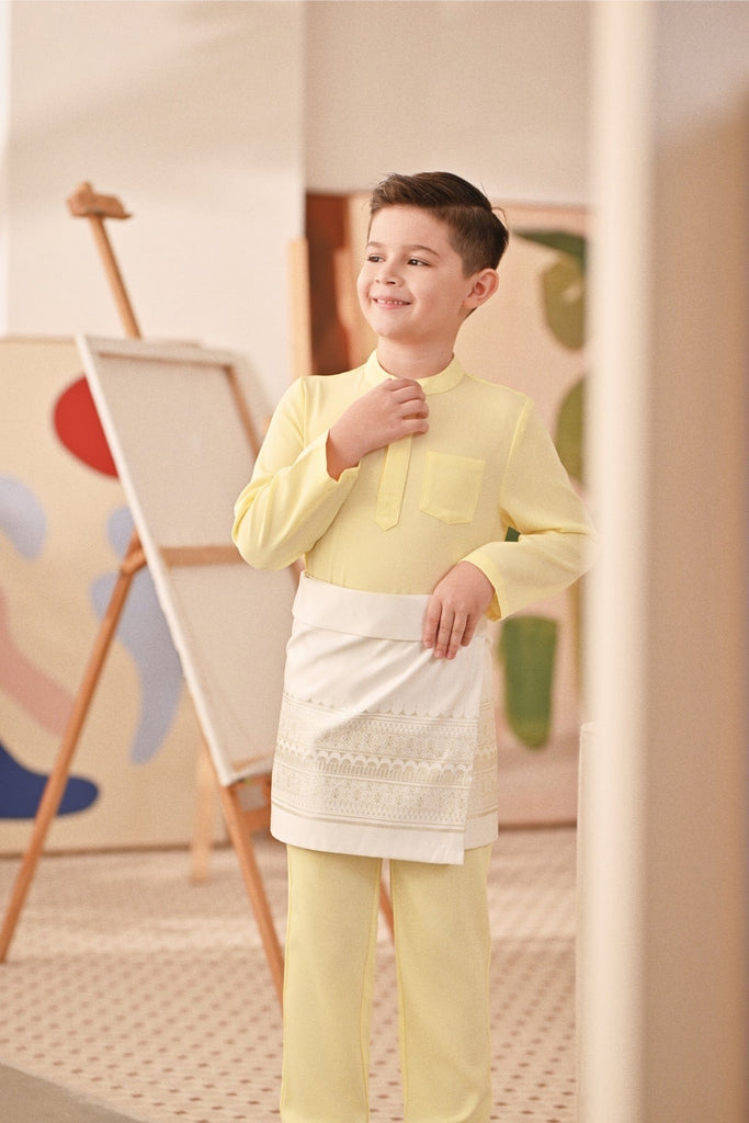 Baju Melayu Kids Couture Bespoke Fit - Tender Yellow
