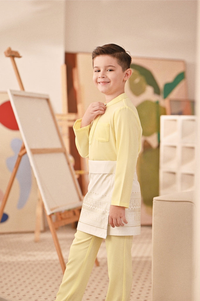 Baju Melayu Kids Couture Bespoke Fit - Tender Yellow