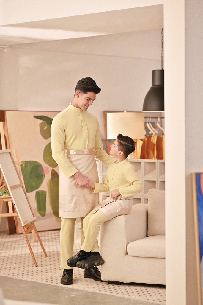 Baju Melayu Kids Couture Bespoke Fit - Pastel Yellow