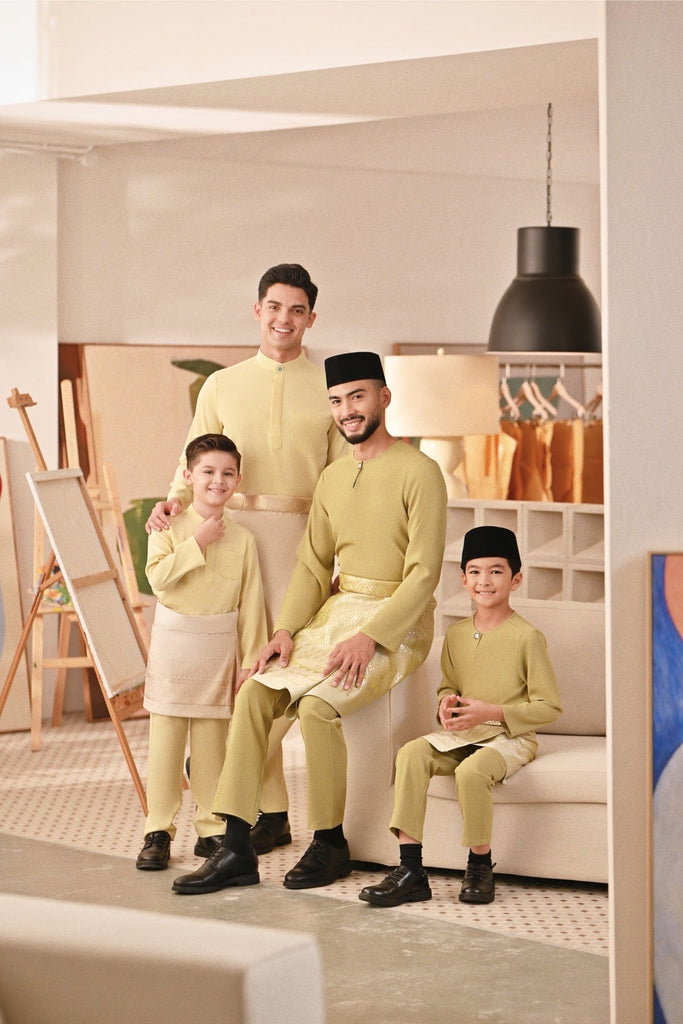 Baju Melayu Couture Slim Fit - Pastel Yellow