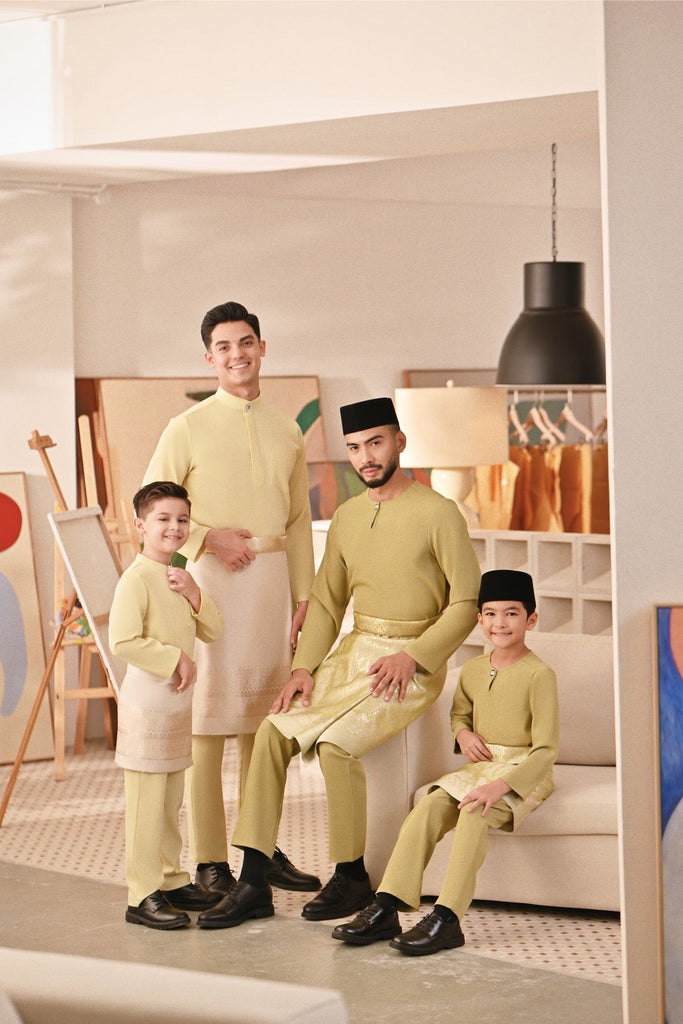 Baju Melayu Kids Couture Bespoke Fit - Pastel Yellow