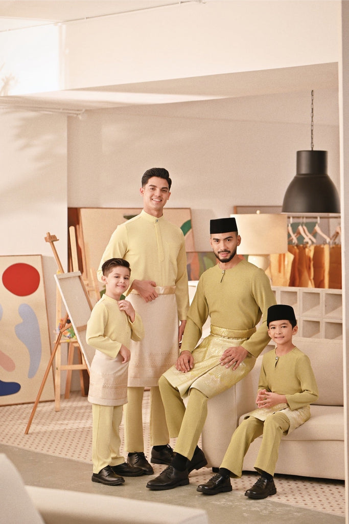 Baju Melayu Couture Slim Fit - Pastel Yellow