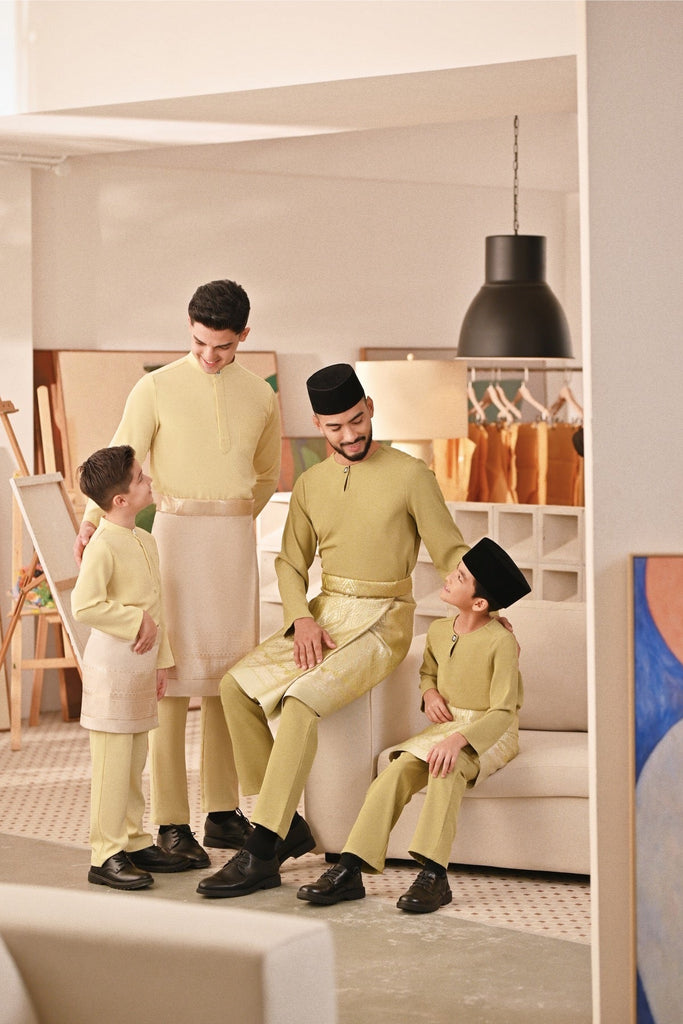 Baju Melayu Kids Couture Bespoke Fit - Pastel Yellow