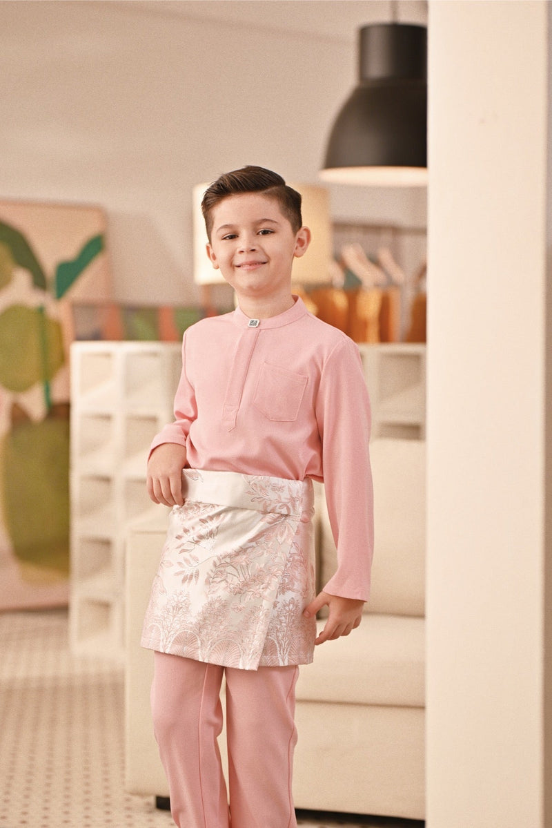Baju Melayu Kids Couture Bespoke Fit - Powder Pink