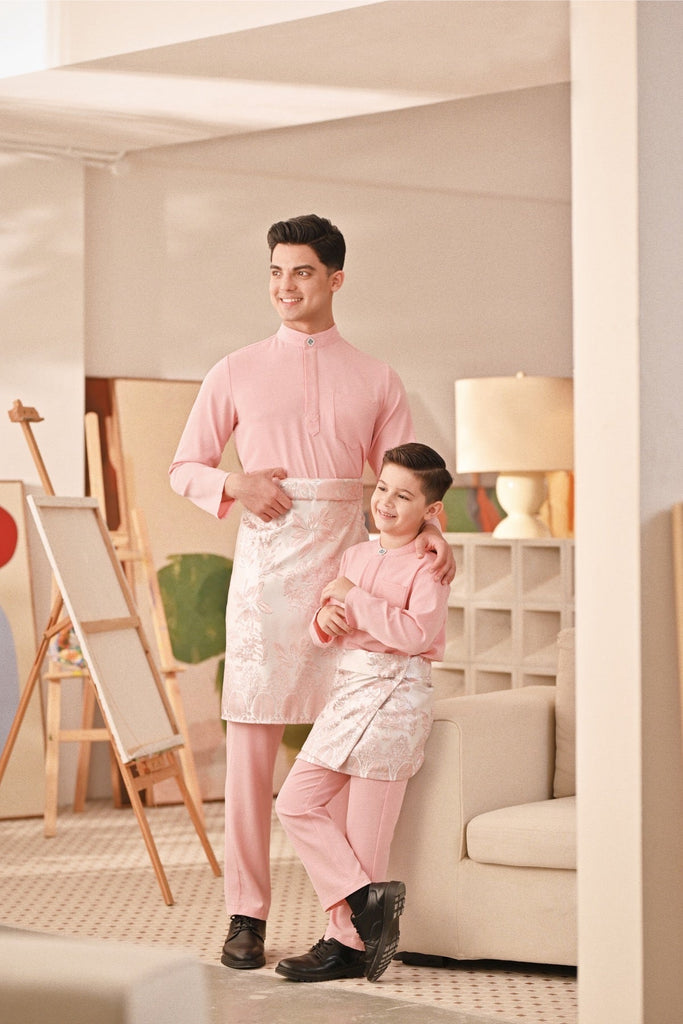 Baju Melayu Couture Slim Fit - Powder Pink