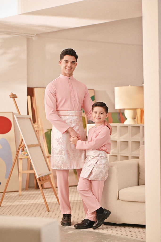 Baju Melayu Couture Slim Fit - Powder Pink