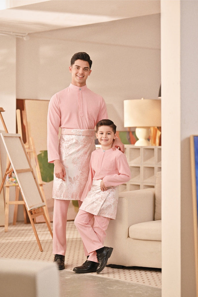 Baju Melayu Couture Slim Fit - Powder Pink