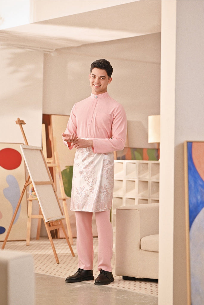 Baju Melayu Couture Slim Fit - Powder Pink