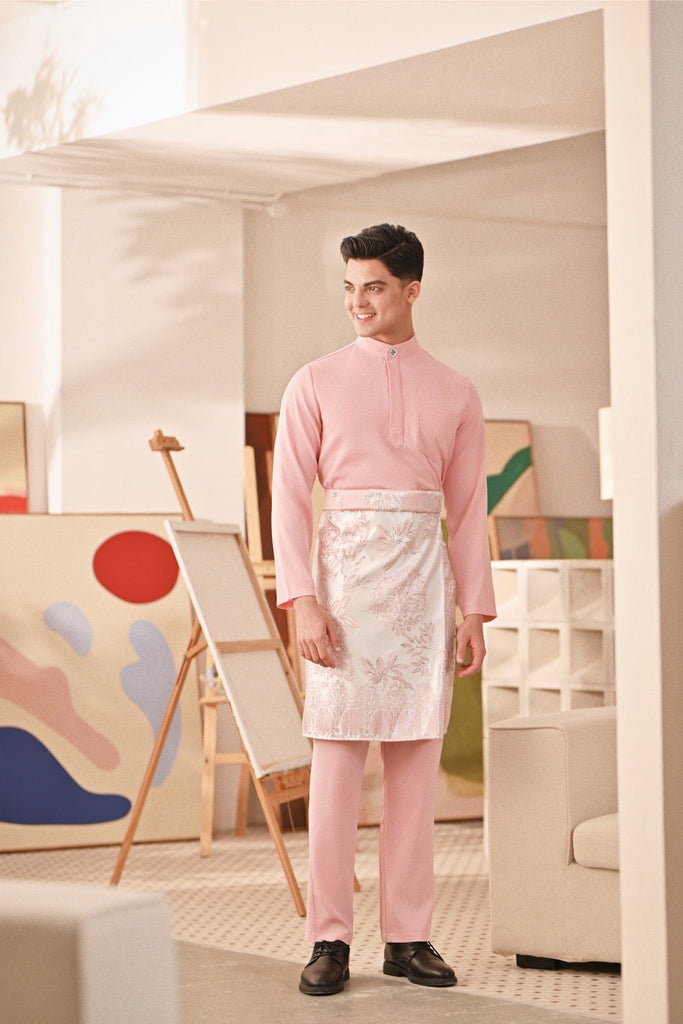 Baju Melayu Couture Slim Fit - Powder Pink