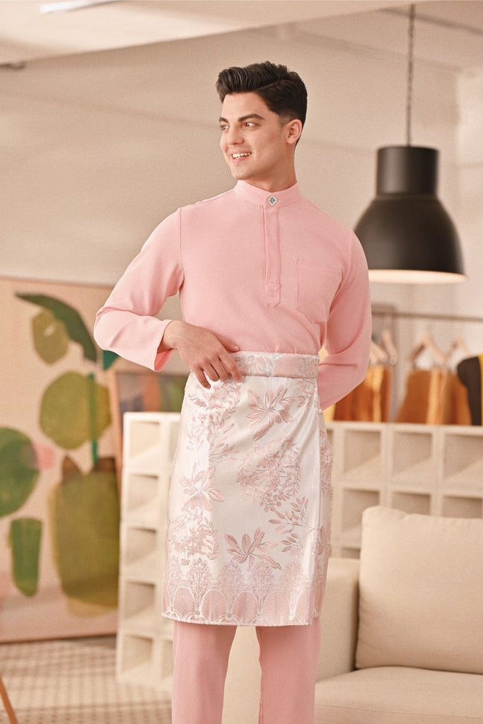 Baju Melayu Couture Slim Fit - Powder Pink