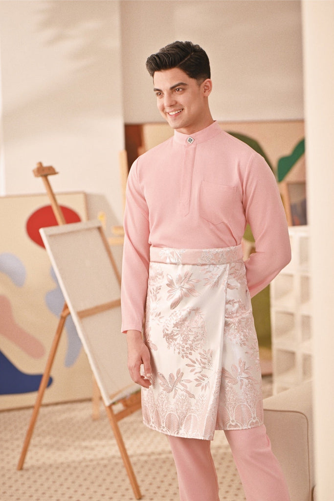 Baju Melayu Couture Slim Fit - Powder Pink