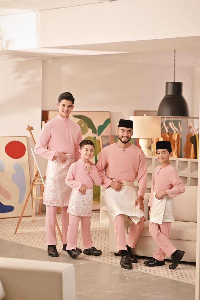 Baju Melayu Couture Slim Fit - Powder Pink