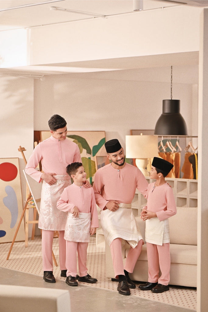Baju Melayu Couture Slim Fit - Powder Pink