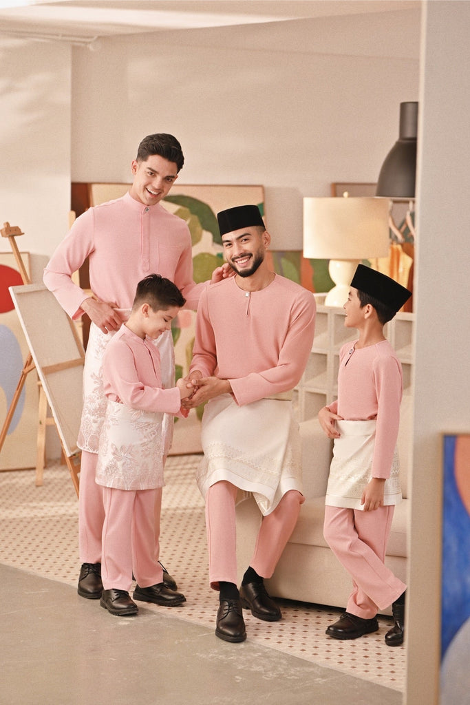 Baju Melayu Couture Slim Fit - Powder Pink