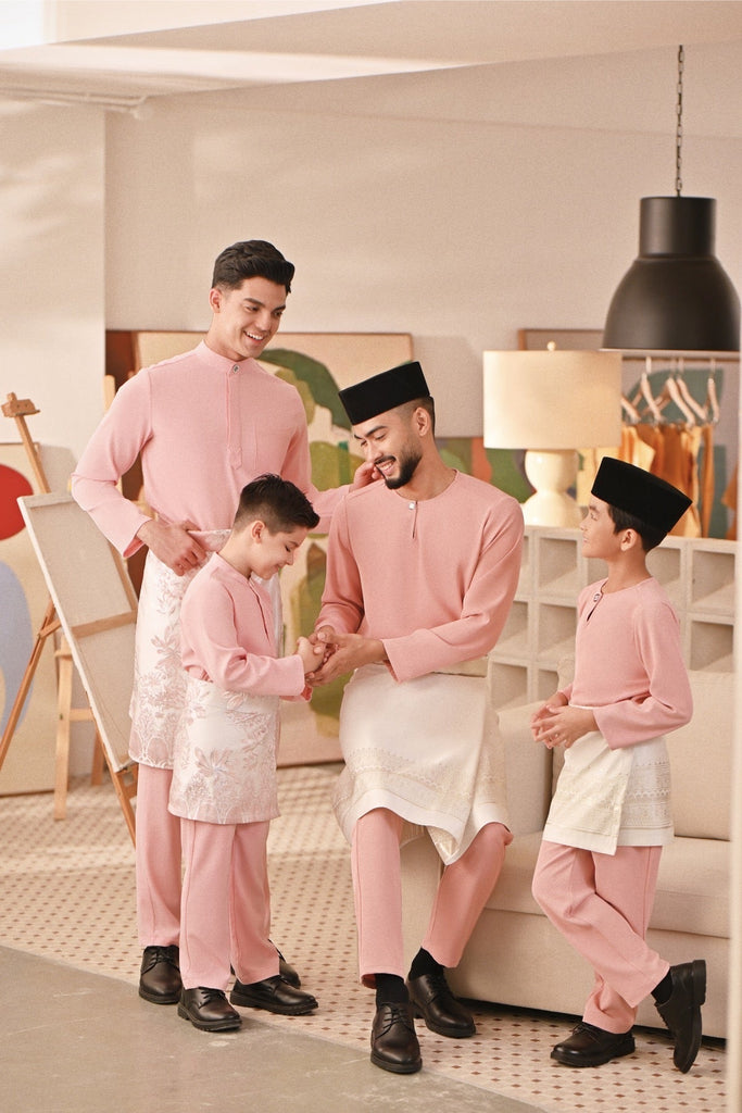 Baju Melayu Couture Slim Fit - Powder Pink