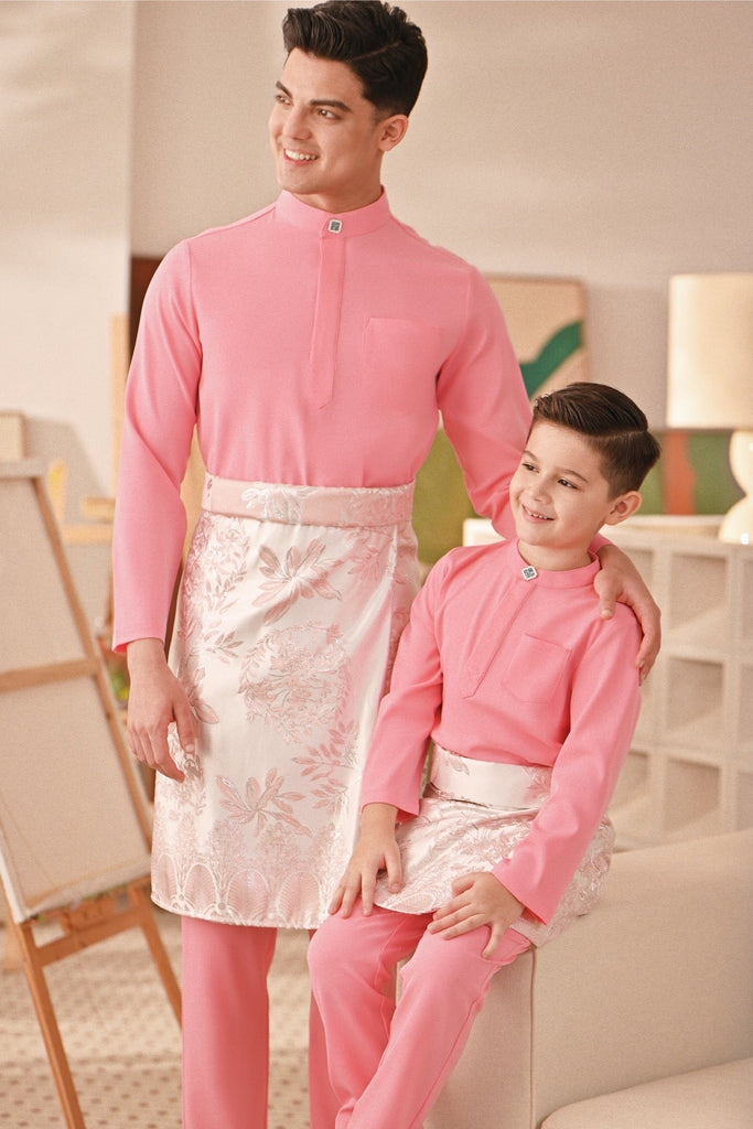 Baju Melayu Couture Slim Fit - Bubblegum
