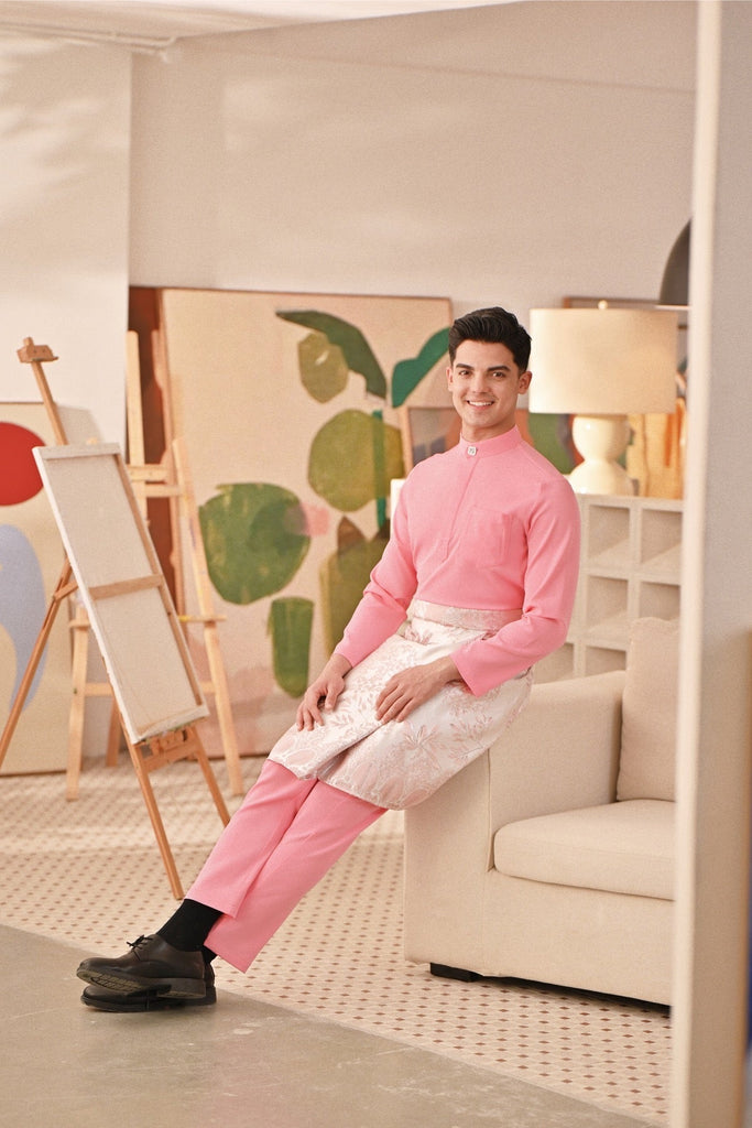 Baju Melayu Couture Slim Fit - Bubblegum