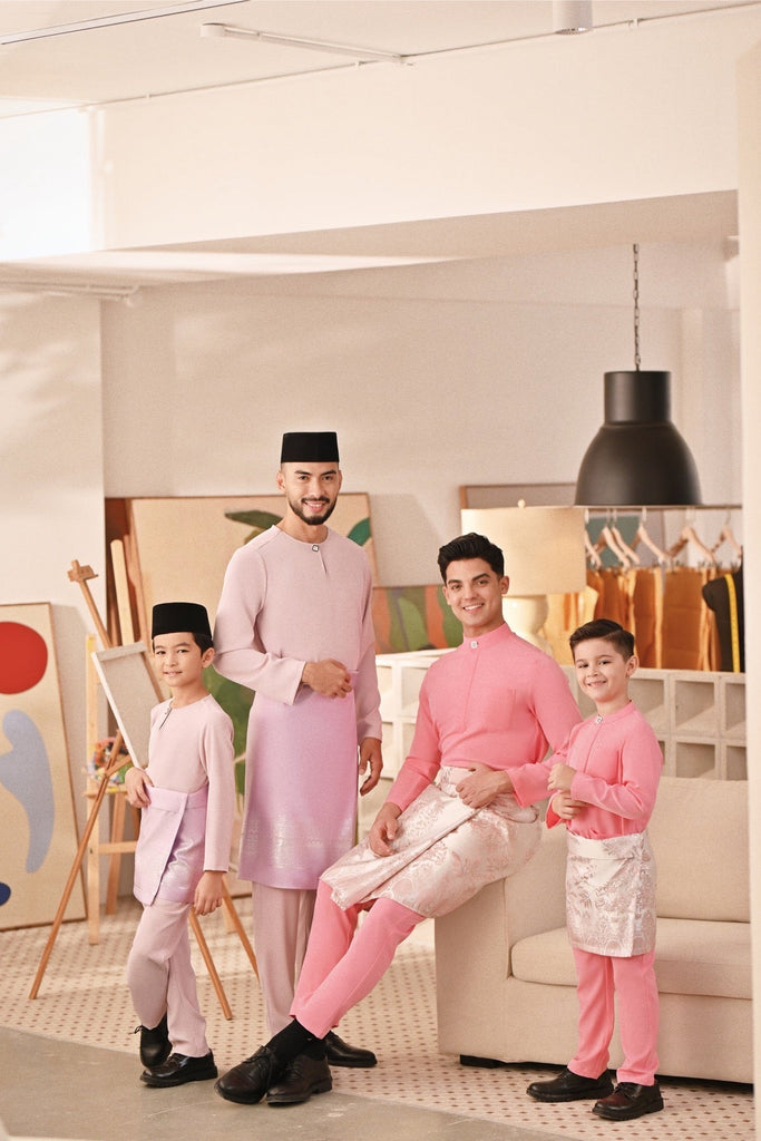 Baju Melayu Couture Slim Fit - Bubblegum