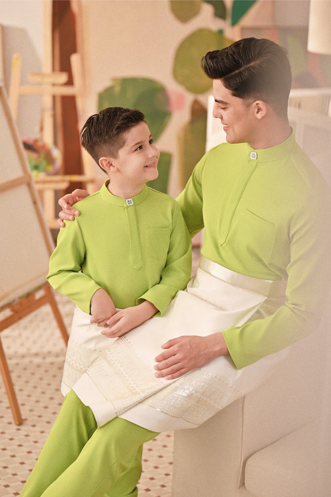 Baju Melayu Kids Couture Bespoke Fit - Green Apple