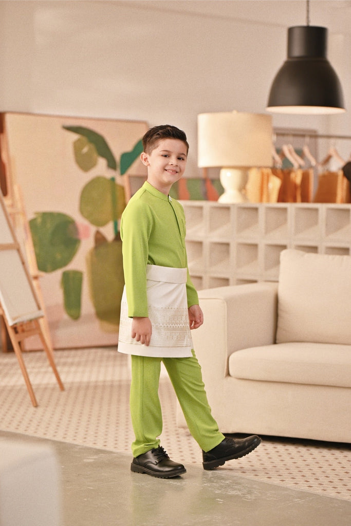 Baju Melayu Kids Couture Bespoke Fit - Green Apple