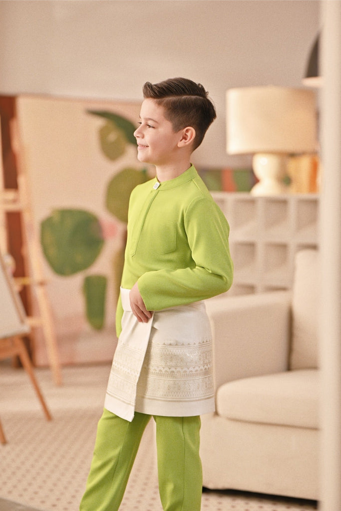 Baju Melayu Kids Couture Bespoke Fit - Green Apple