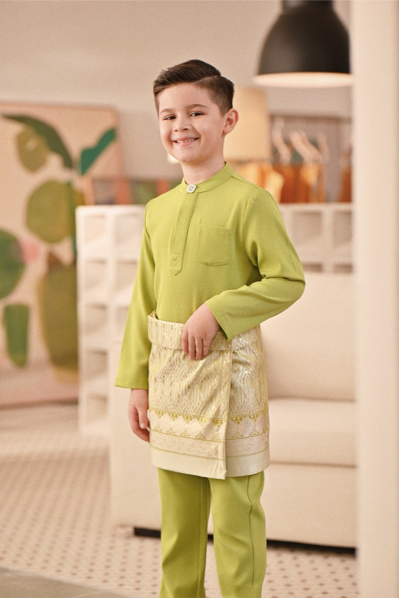 Baju Melayu Kids Couture Bespoke Fit - Dark Citron