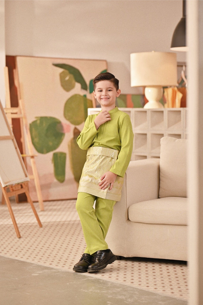 Baju Melayu Kids Couture Bespoke Fit - Dark Citron