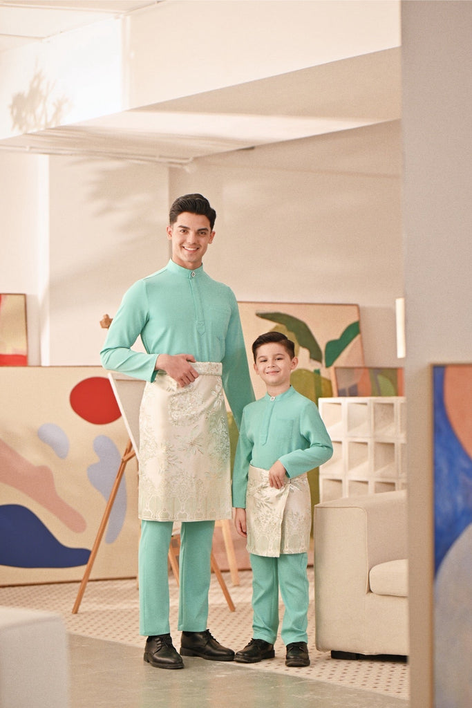 Baju Melayu Kids Couture Bespoke Fit - Aqua Green