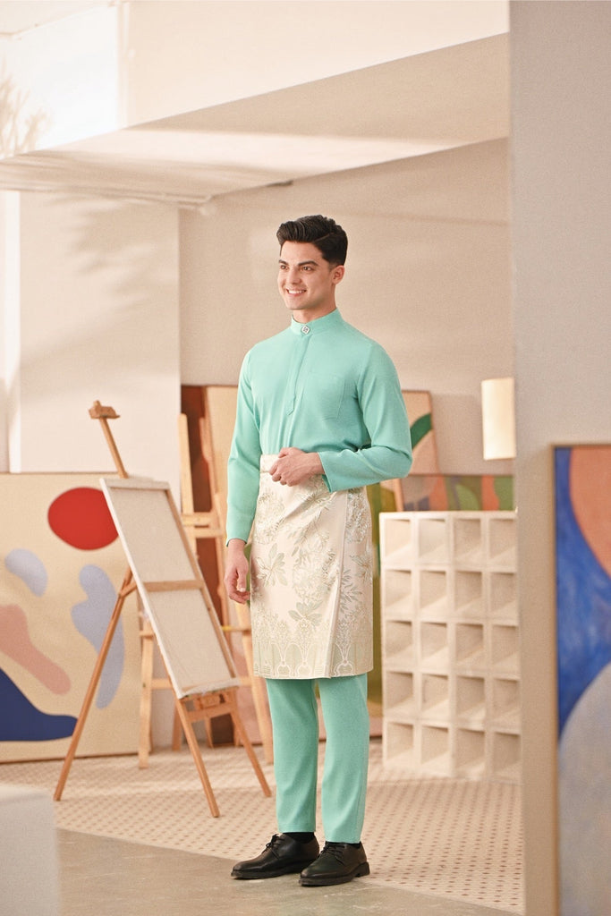 Baju Melayu Couture Slim Fit - Aqua Green