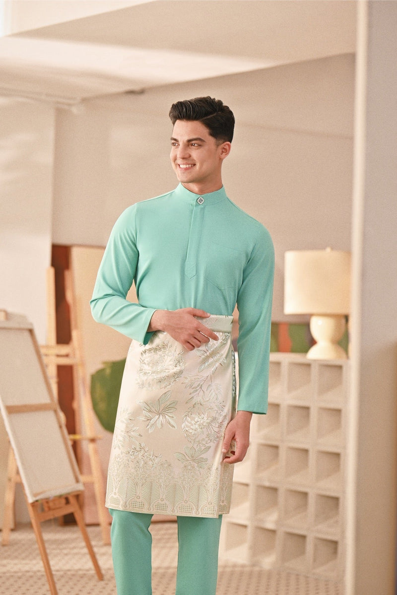 Baju Melayu Couture Slim Fit - Aqua Green