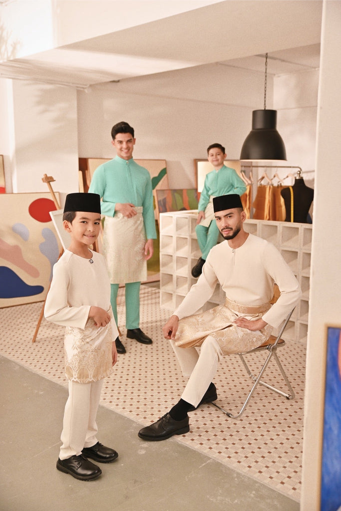 Baju Melayu Couture Slim Fit - Aqua Green