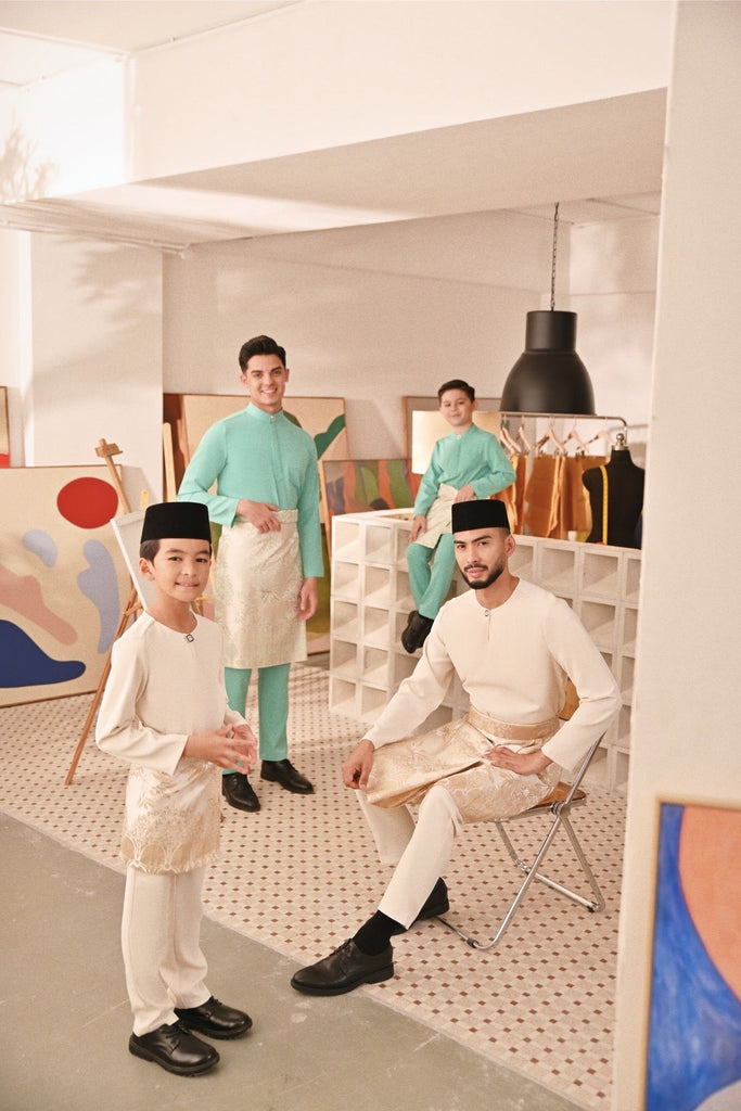 Baju Melayu Couture Slim Fit - Aqua Green