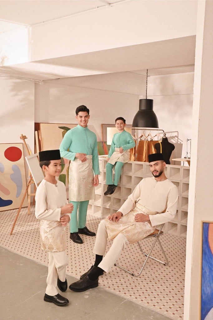 Baju Melayu Kids Couture Bespoke Fit - Aqua Green
