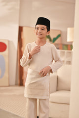 Baju Melayu Kids Teluk Belanga Deluxe Smart Fit - Sand Dollar
