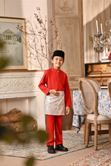 Baju Melayu Kids Luxury Bespoke Fit - Red Chilli