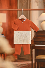 Baju Melayu Babies Teluk Belanga Smart Fit - Burnt Orange