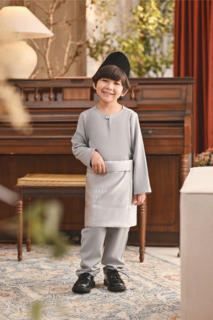 Baju Melayu Kids Teluk Belanga Smart Fit - Gray