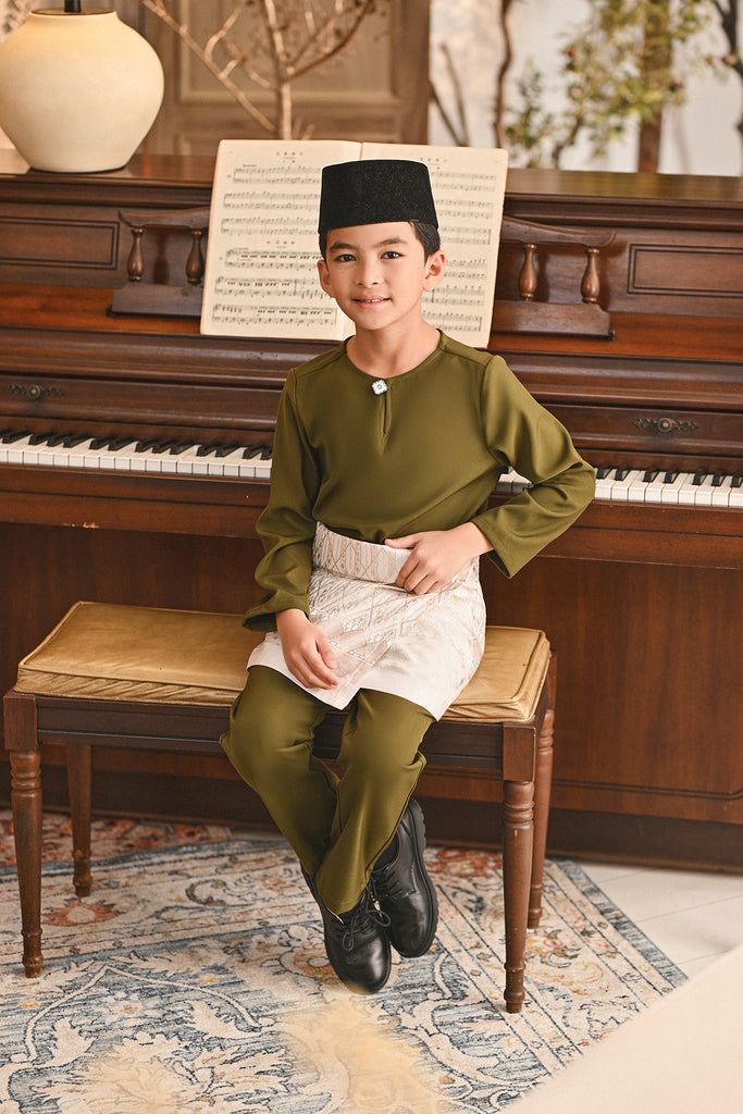 Baju Melayu Kids Teluk Belanga Smart Fit - Avocado