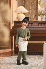 Baju Melayu Kids Teluk Belanga Smart Fit - Oil Green A