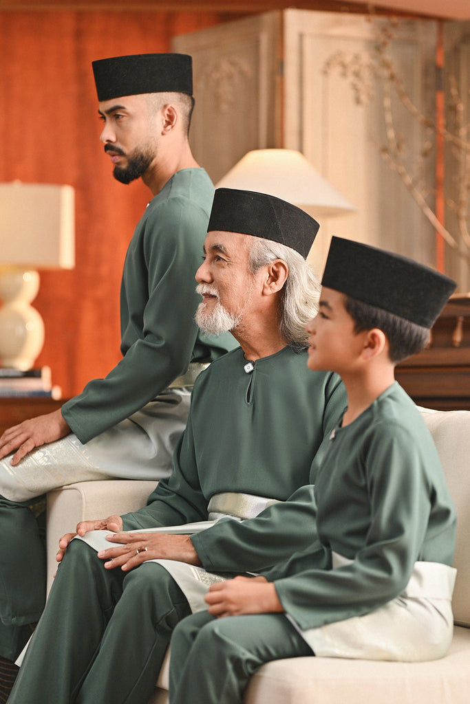 Baju Melayu Kids Teluk Belanga Smart Fit - Hunter Green